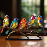 Ornements en Verre Teinté Oiseaux sur Branches