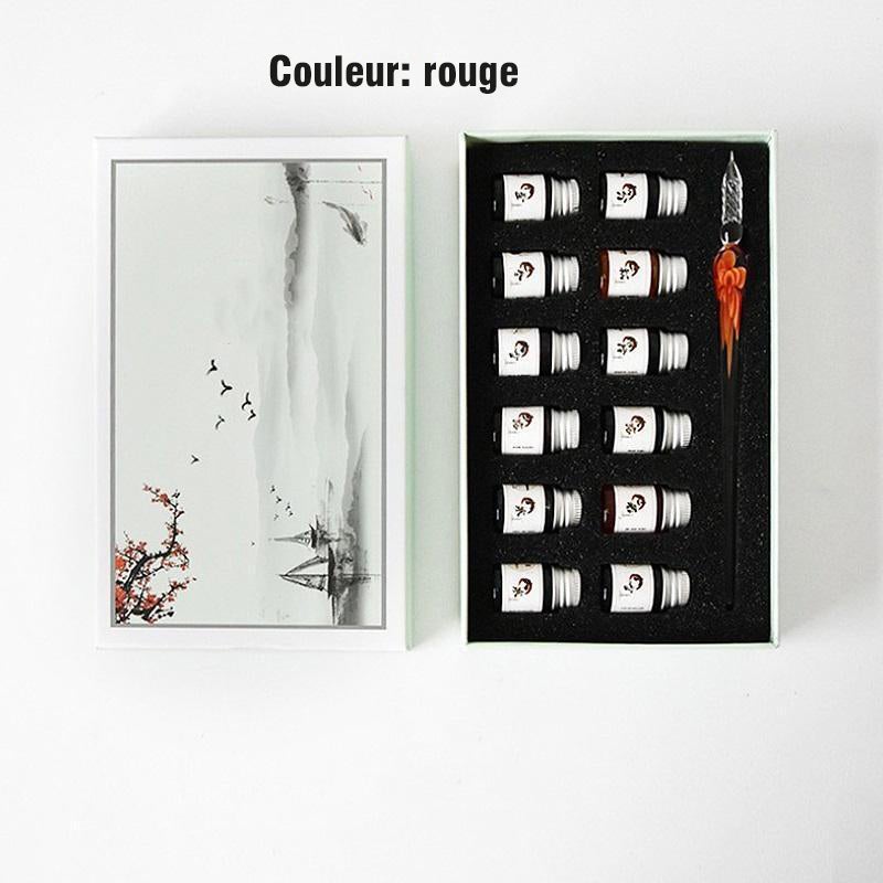 Stylo de Calligraphie en Verre avec Encre et Porte-stylo