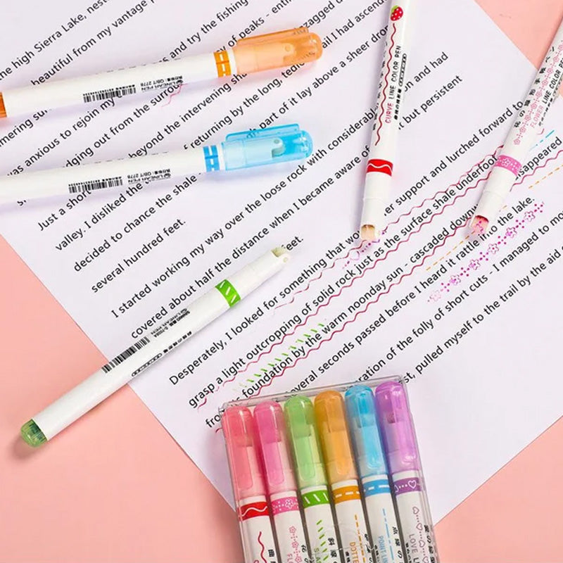 💖 MEILLEURS CADEAUX POUR LES ENFANTS - Stylos à double pointe avec 6 formes de courbes différentes Pointes fines