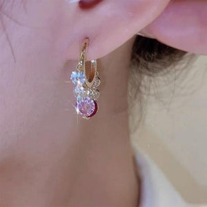 Boucles D'oreilles Zircon Coloré Paillettes Dorées