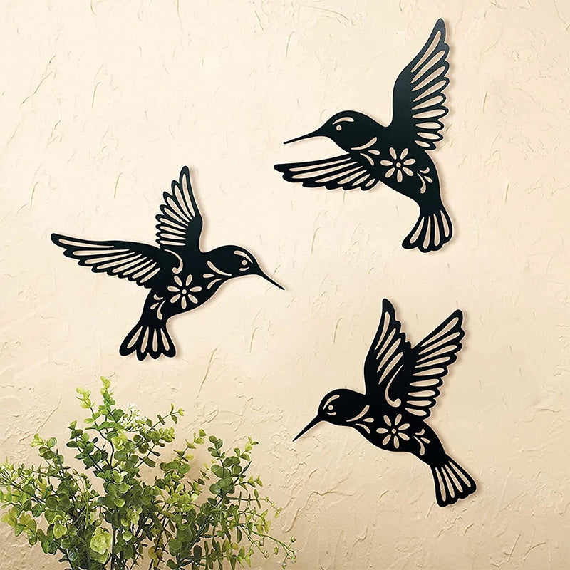 🐦Lot de 3 décorations murales en métal Colibri