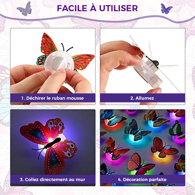 Veilleuse 3D LED Papillon Décoration