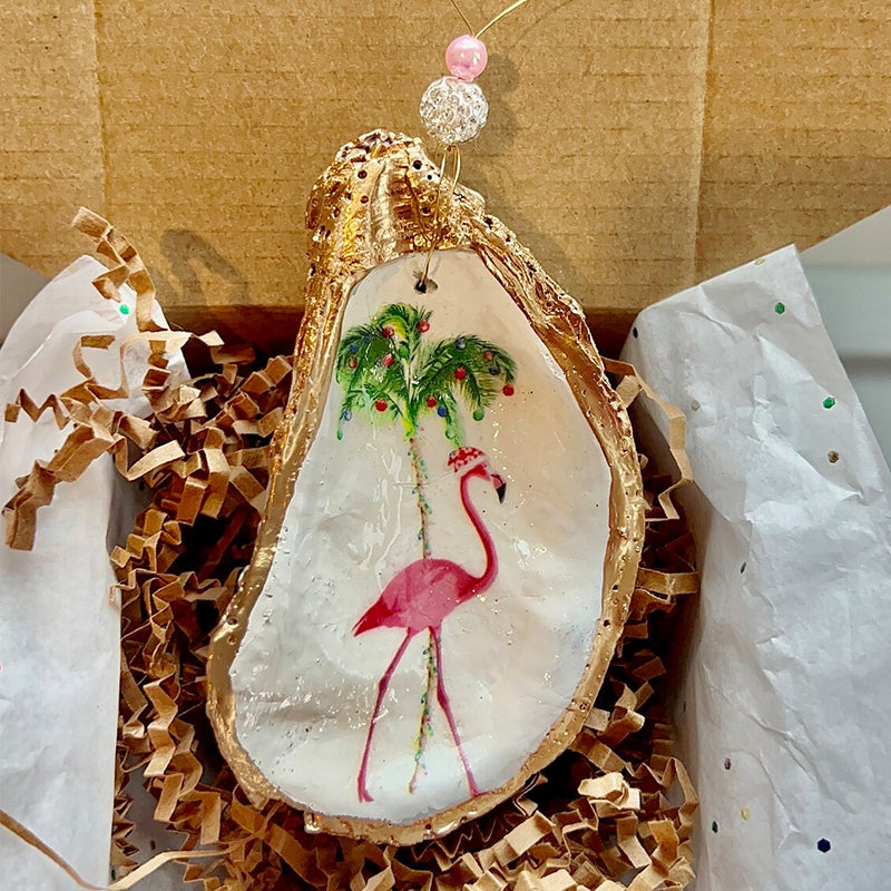 Ornement d'art de coquille d'huître | cadeau de Noël