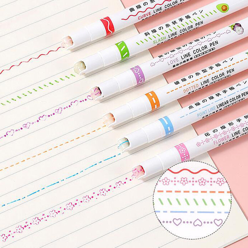 💖 MEILLEURS CADEAUX POUR LES ENFANTS - Stylos à double pointe avec 6 formes de courbes différentes Pointes fines
