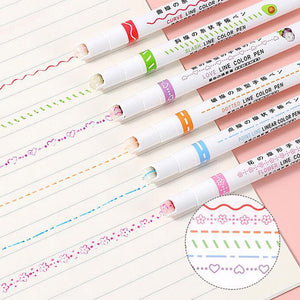 💖 MEILLEURS CADEAUX POUR LES ENFANTS - Stylos à double pointe avec 6 formes de courbes différentes Pointes fines