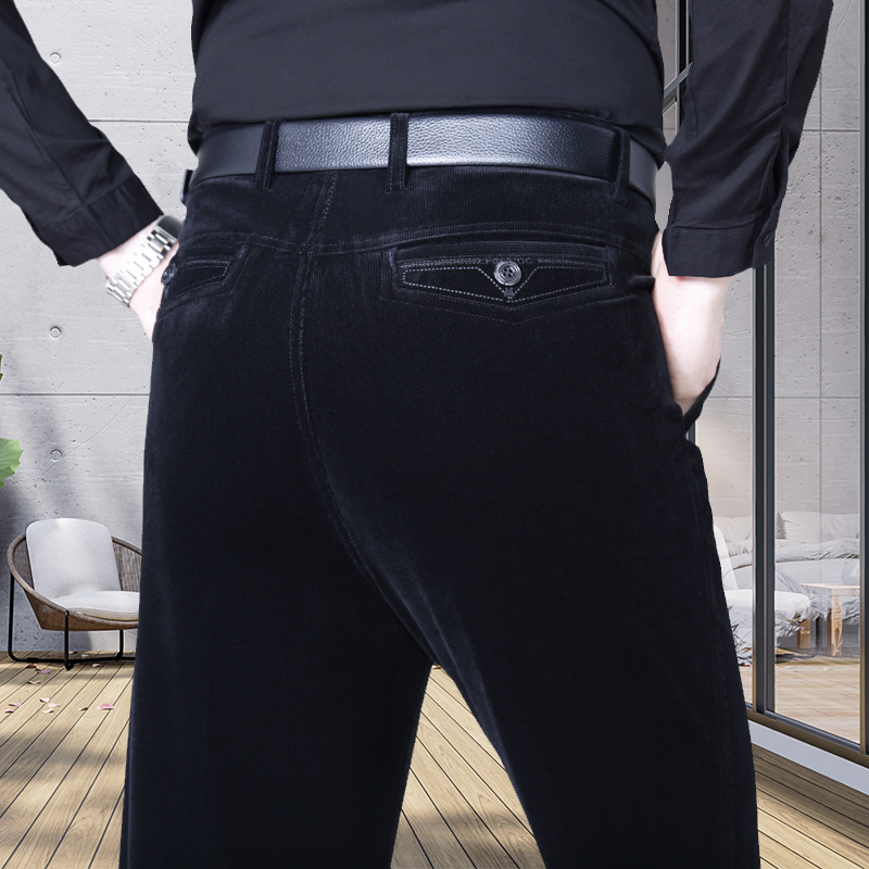 Pantalon droit en velours côtelé extensible pour hommes