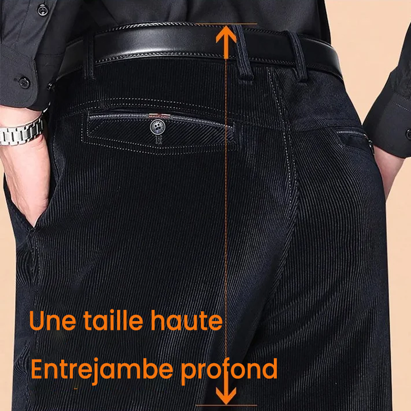 Pantalon droit en velours côtelé extensible pour hommes