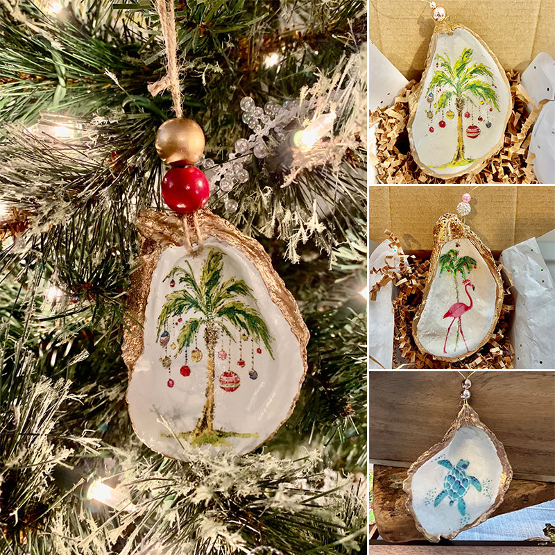 Ornement d'art de coquille d'huître | cadeau de Noël
