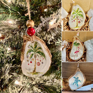 Ornement d'art de coquille d'huître | cadeau de Noël