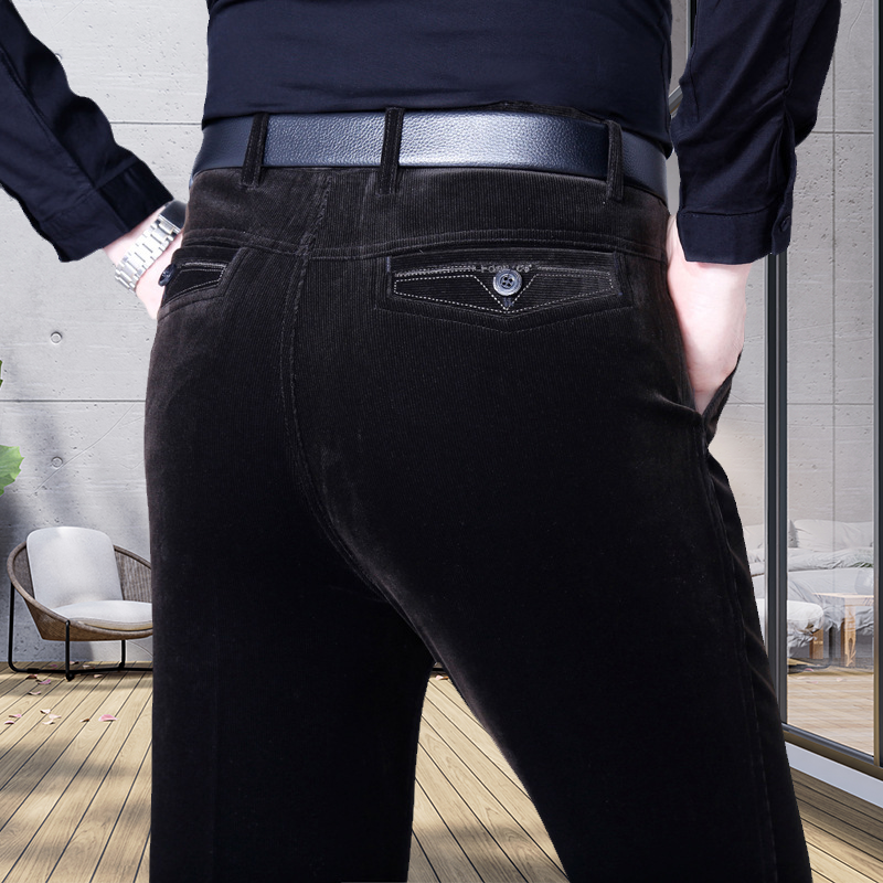 Pantalon droit en velours côtelé extensible pour hommes