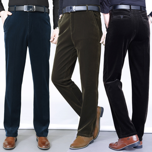 Pantalon droit en velours côtelé extensible pour hommes