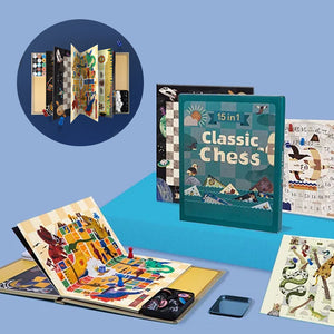 Jeu d'échecs portable multifonctionnel de style livre 15 en 1