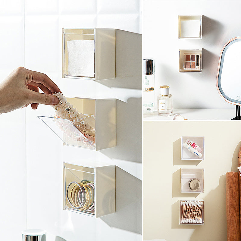 Boîte de rangement transparente anti-poussière fixée au mur